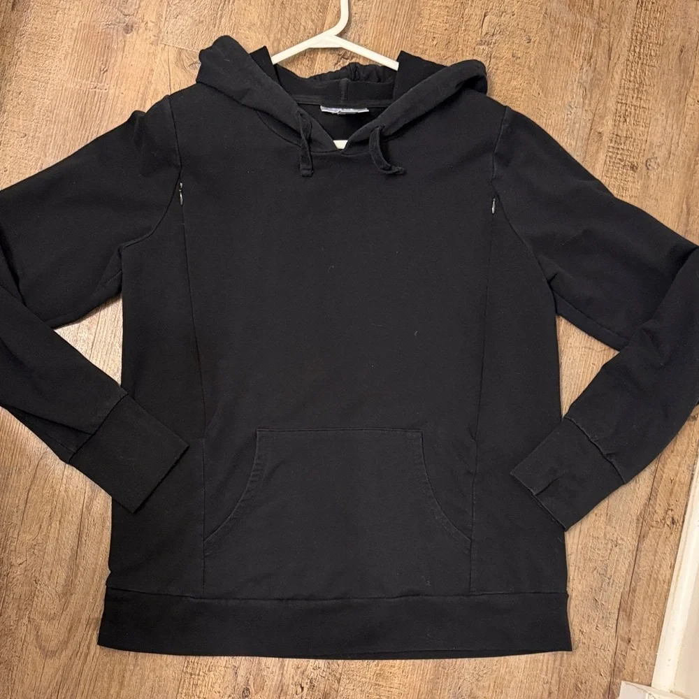 Motherhood maternity Women’s Nursing Black Hooded Pullover Sweatshirt size Large - Picture 11 of 11